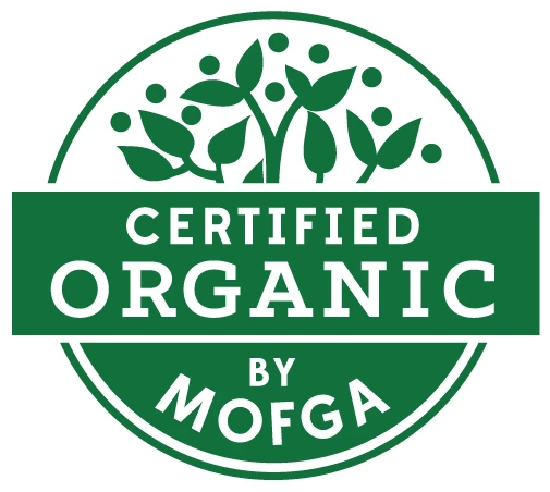 Certified Organic by MOFGA badge for Living Faith Farms