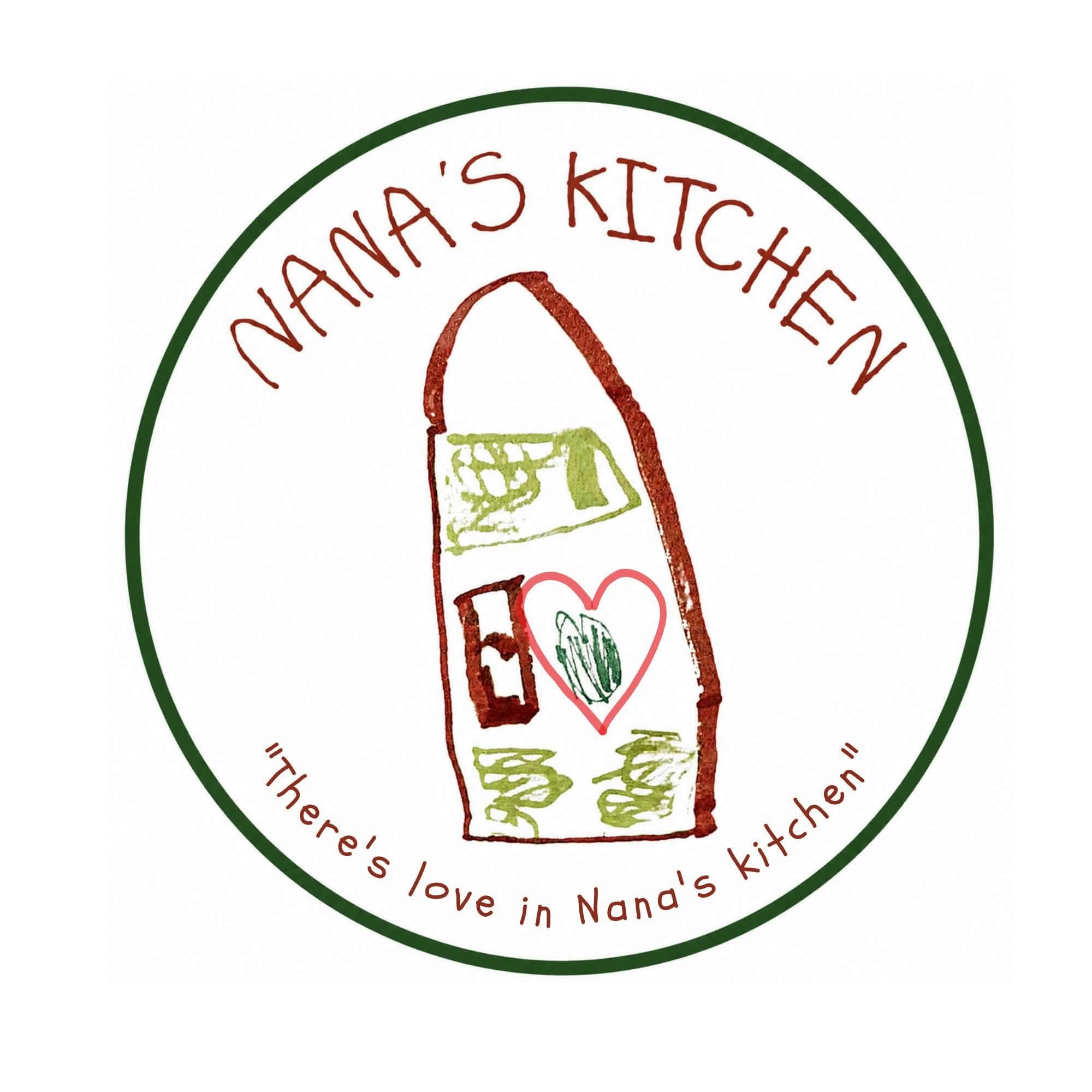 Nana's Kitchen circular logo with a hand-drawn kitchen illustration