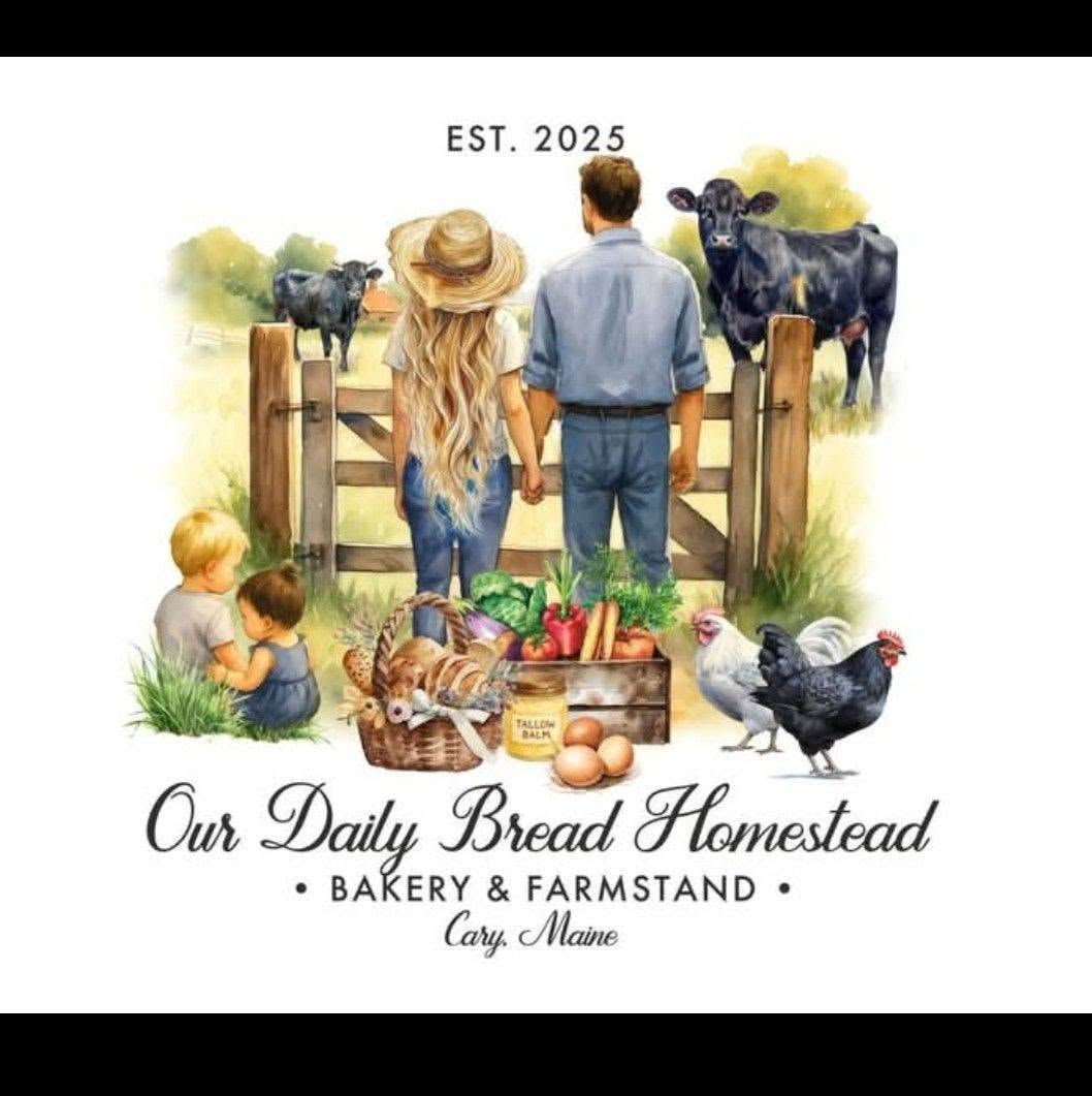 Our Daily Bread Homestead Bakery and Farmstand illustrated logo in Cary, Maine