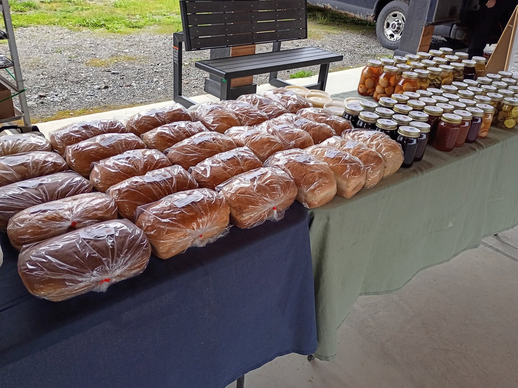 Farmers market bread and preserves